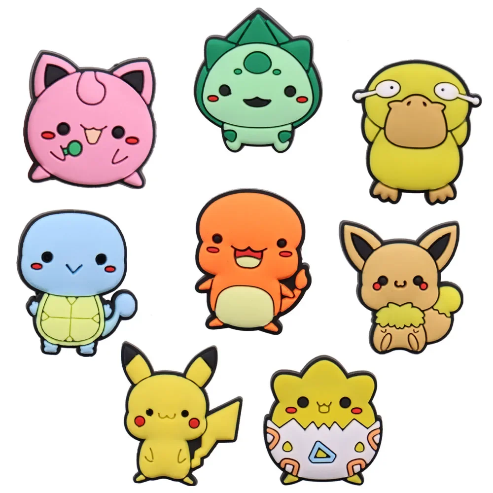8-19 teile/satz Pokemon Pikachu PVC Schuh Schnalle Fit Armbänder DIY Charms Dekorationen Loch Kinder Schuhe Ornamente Party geschenk