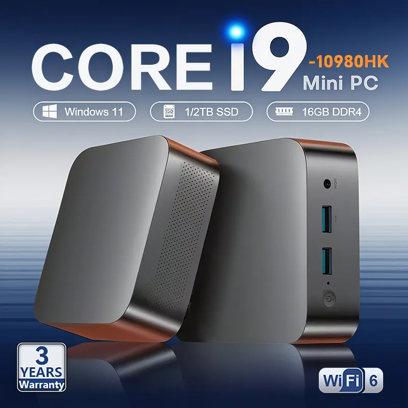 Tragbarer Mini-PC Core i9 10980HK Gaming-Mini-PC Windows 11 Pro 16GB RAM 1/2TB M.2 SSD WiFi 6 BT 5.2 Laptoptasche Desktop-Computer Image