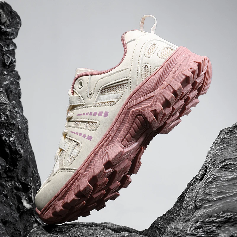 Wanderschuhe Damen, stoßdämpfende Schnürschuhe, Outdoor-Low-Top-Herrenschuhe, bequem, flach, atmungsaktiv, lässige Turnschuhe für Herren Image