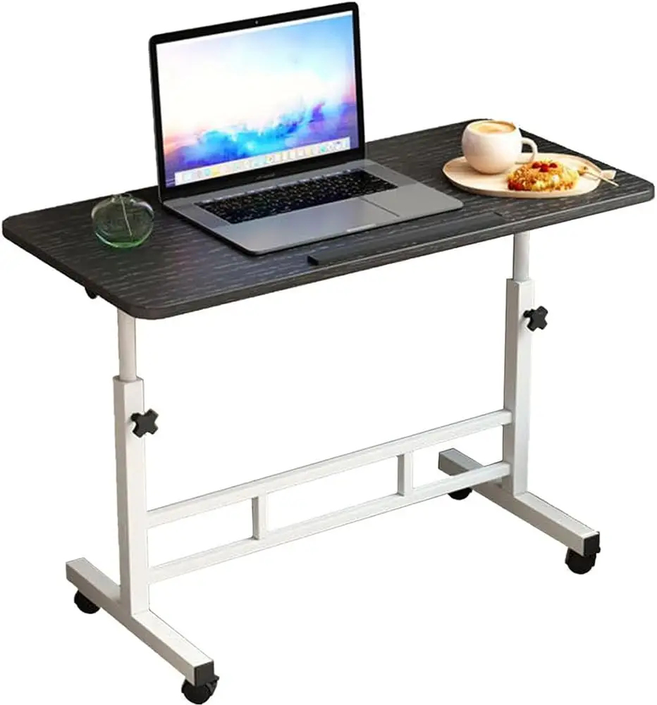Höhenverstellbarer Computertisch mit Rollen – mobiler Stehschreibtisch – ergonomischer Stehschreibtisch – Überbetttisch, Stehsitz