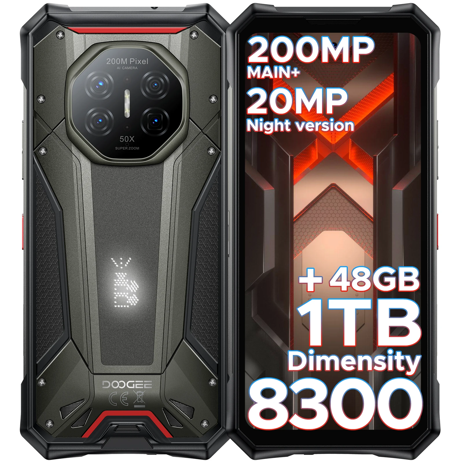 DOOGEE S300 Plus 5G Robustes Smartphone Dimensity 8300 48GB RAM (12GB+36GB) 1TB ROM 6,78'' Display 11000mAh AI Quad-Kamera Android 16 Image