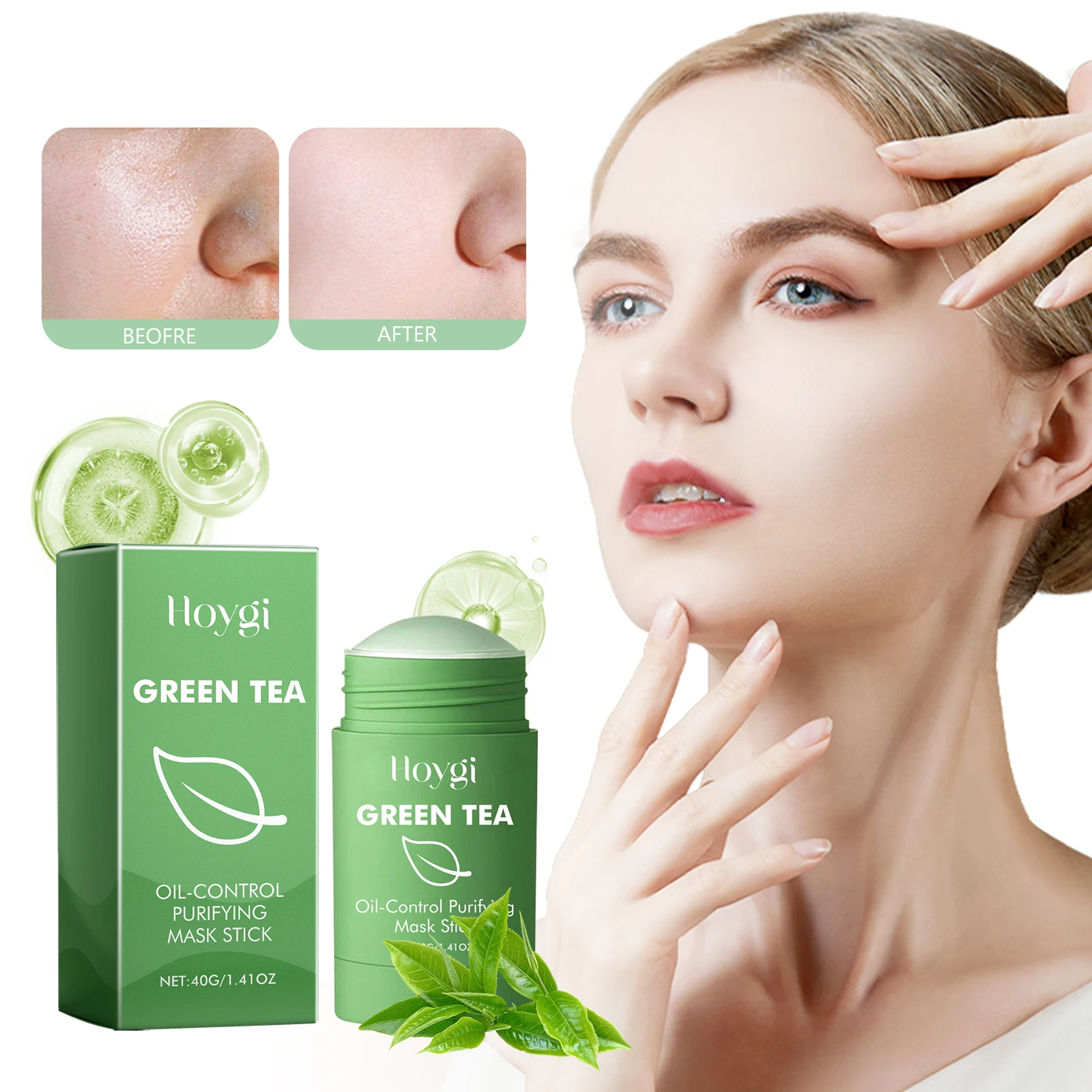 Grüner Tee-Reinigungs-Gesichtsmasken-Stick, Tiefenreinigung, zartes und glattes Gesicht, befeuchtet feine Poren, fester Reinigungs-Gesichtsmasken-Stick Image