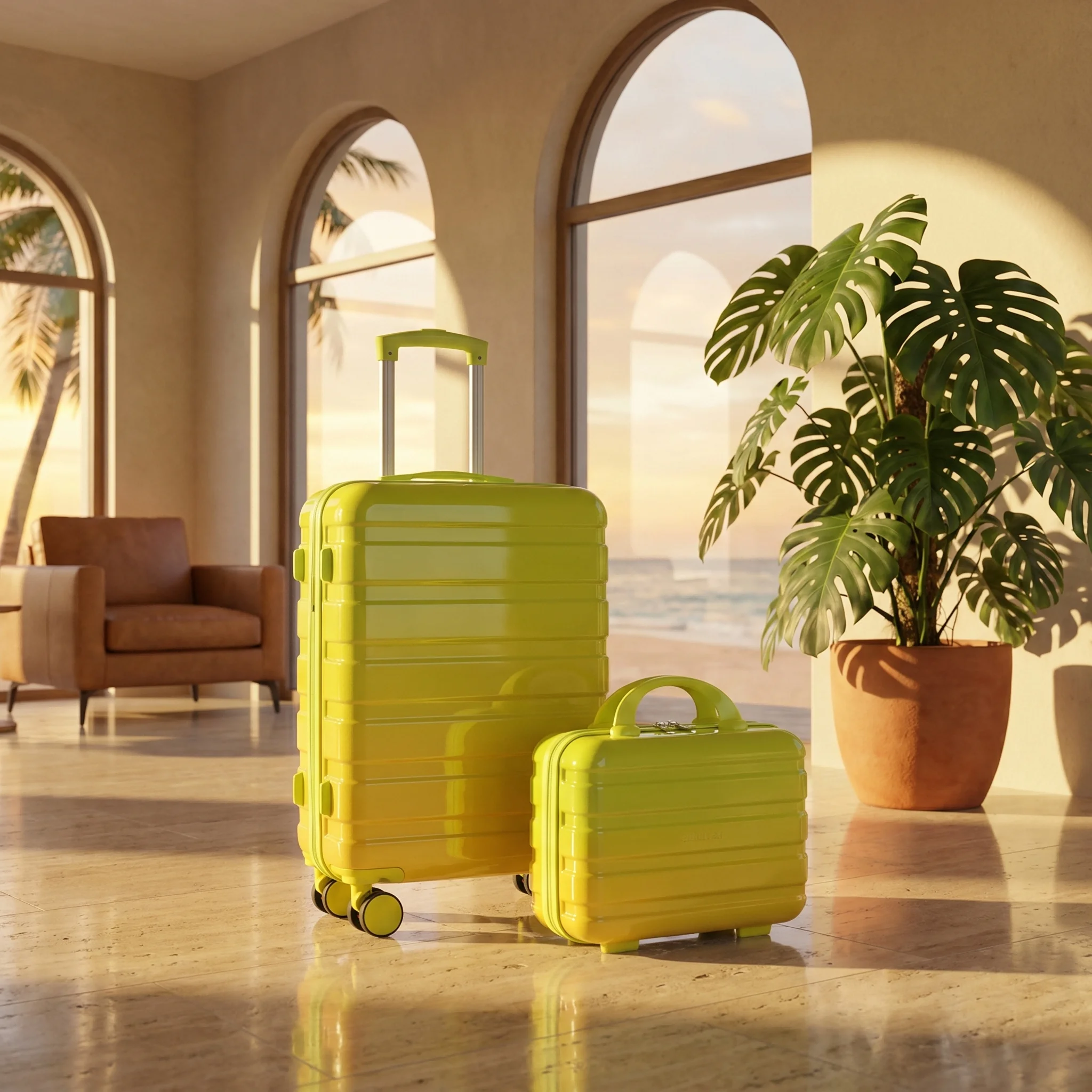 Set di 2 valigie rigide con serratura a combinazione, bagaglio a mano da 20 pollici + borsa per cosmetici da 14 pollici, silenzioso 360 ° Valigia trolley Spinner, impermeabile e resistente ai
