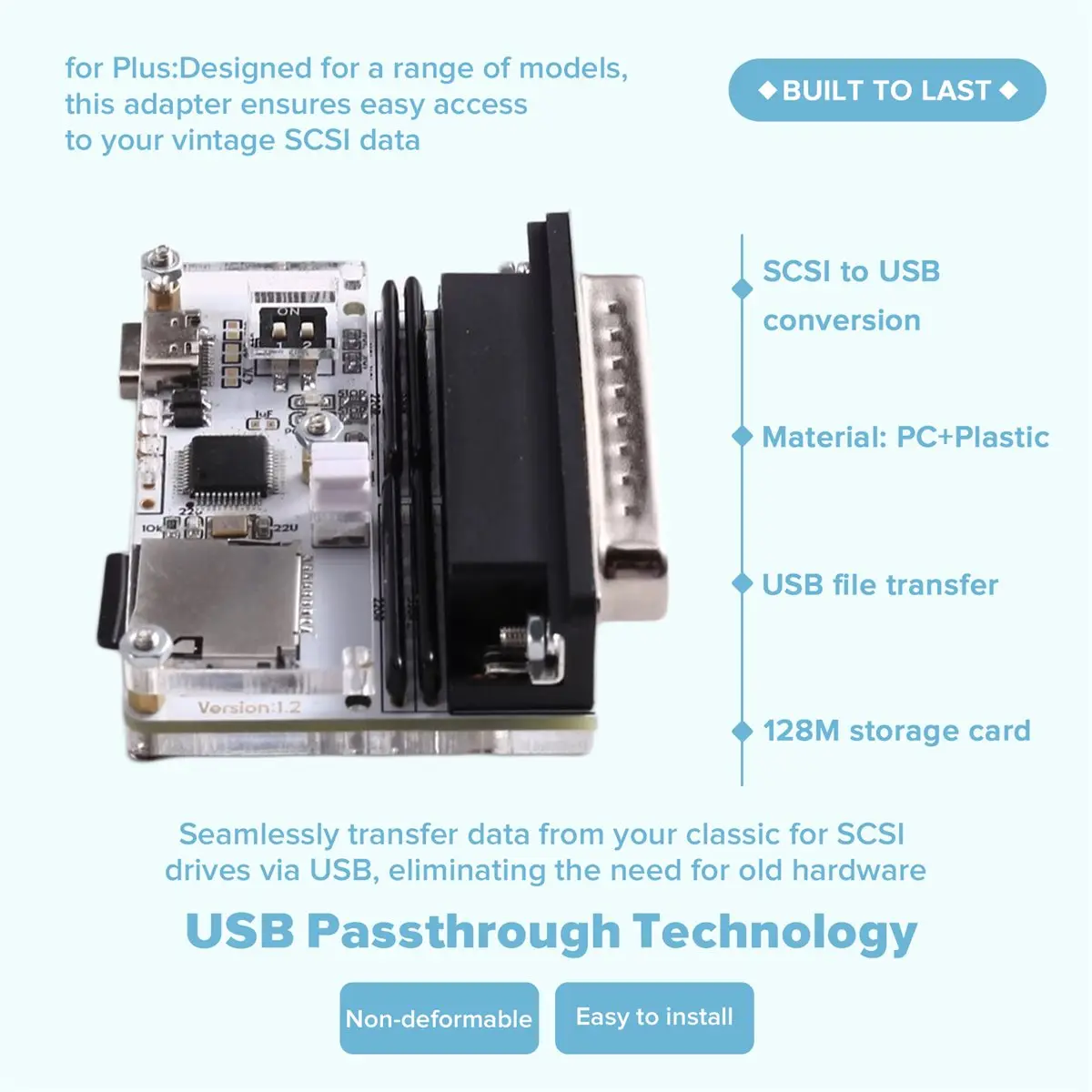OKgood SCSI-zu-USB-Adapter für Macintosh, SCSI elektronische Festplatte für Mac Plus, SE USB-Dateiübertragung Image