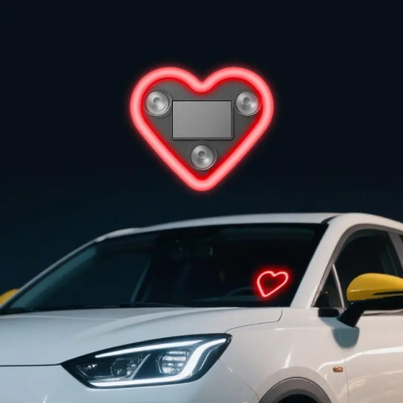 Auto-LED-Fenster-Herz-Atmosphärenlicht, solarbetriebene Innenraummodifikations-Neonlampe, Auto-Dekorationsbeleuchtungszubehör Image