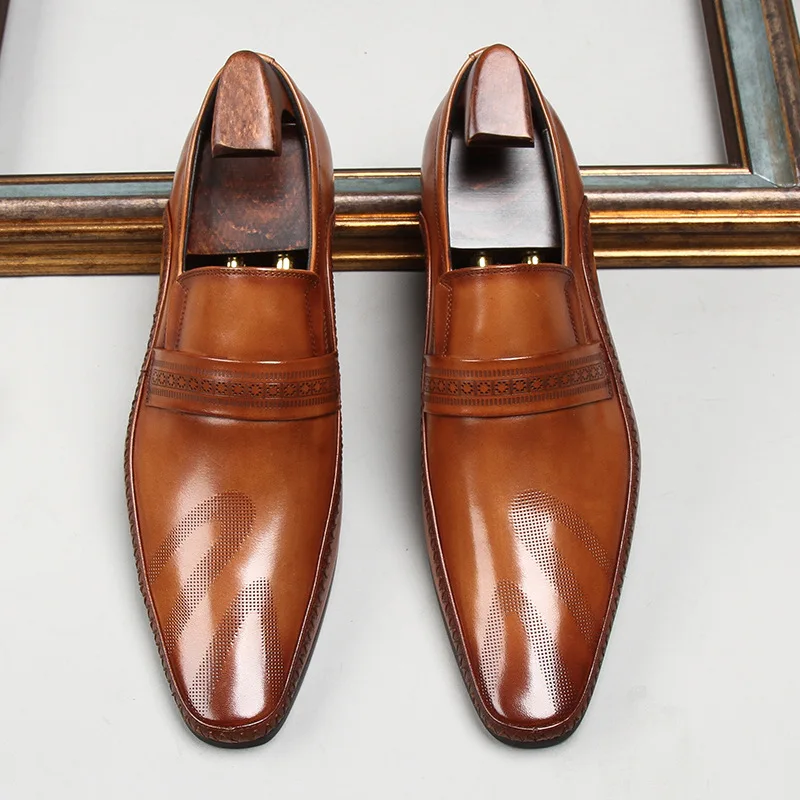 Europäische Art Männer Sommer Hochzeit Schuhe echtes Leder spitzen Zehen Plattform Männer Business formelle Schuhe schwarz