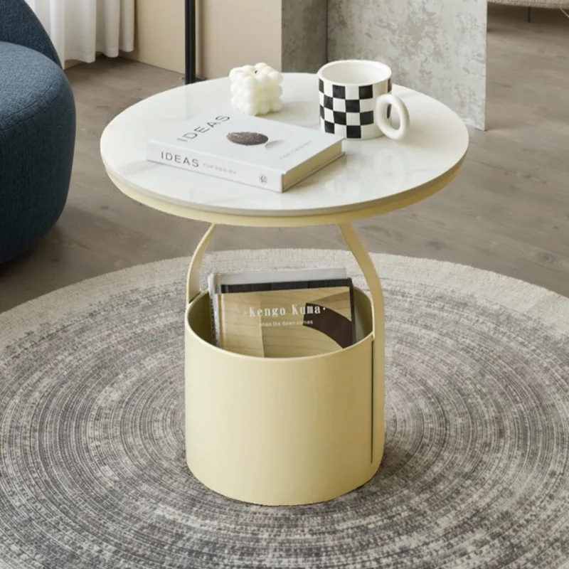 Rock Plate Mini kleiner Couchtisch Metall Aufbewahrung Ecktisch Licht Luxus runder Tisch Schlafzimmer Nachttisch Sofa Beistelltisch