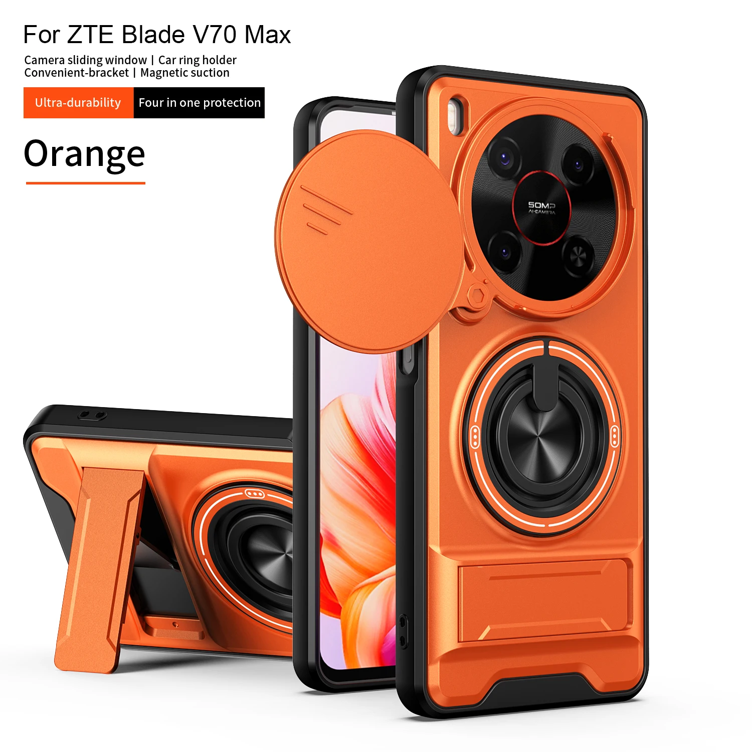 Für ZTE nubia Focus Hülle ZTE Blade A75 Cover Handyhülle Magsafe Magnetischer Klapphalter Militärische Panzerung Kameraschutzabdeckung Image