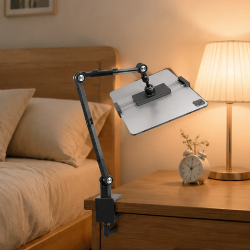 Verstellbare, drehbare Aluminium-Tablet-Tischhalterung mit langem Arm für iPad 15,6 Zoll 16 Zoll, tragbarer Displayhalter Image