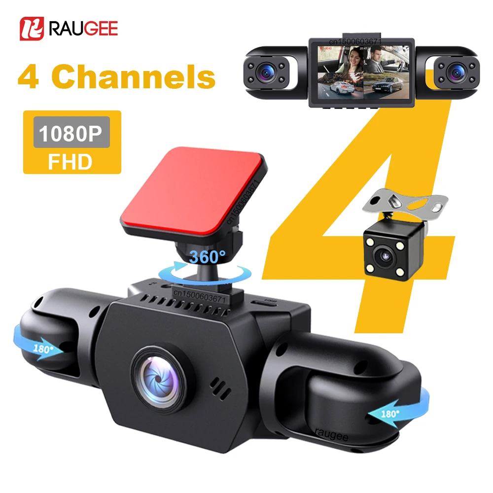 Dashcam für Autos 4-Kanal 360° ° Auto-DVR 1080P Fahrzeug-Videorekorder Vorder- Rück- Links- Rechtsansicht Kamera Nachtsicht Dashcam Image