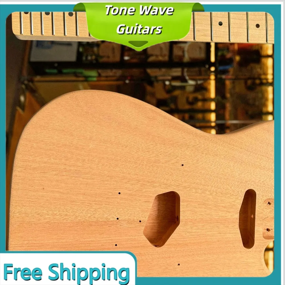 Unfertige DIY TLE Halbfertige E-Gitarre Mahagoni-Korpus Palisander-Griffbrett Feste Brücke Kompatibel mit Vintage-Stil Image