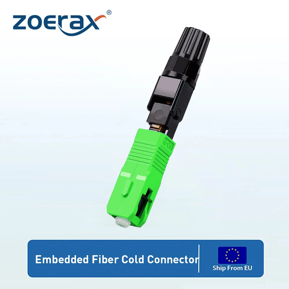 ZoeRax 50 Stück SC APC Embedded Optical Fiber Cold Connector, wiederverwendbarer Schnellmontage-Stecker für FTTH Single Mode Drop Cable Image