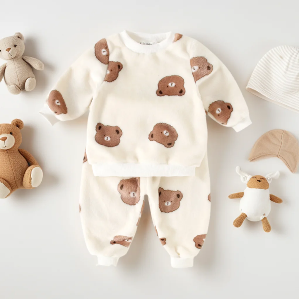 Sanlutoz Süße Tiere Warme Kleine Kinder Kleidung Sets Langarm Tops + Hosen 2 Stücke Winter Image
