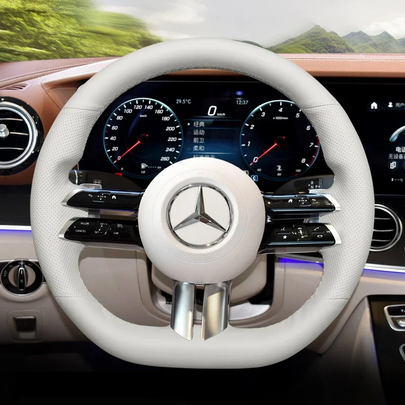 Leder für Mercedes Benz GLB EQB EQC GLE A200 C180 C200 C300 E300 GLC260 Hand Nähen Auto Lenkrad Abdeckung Auto Zubehör Image
