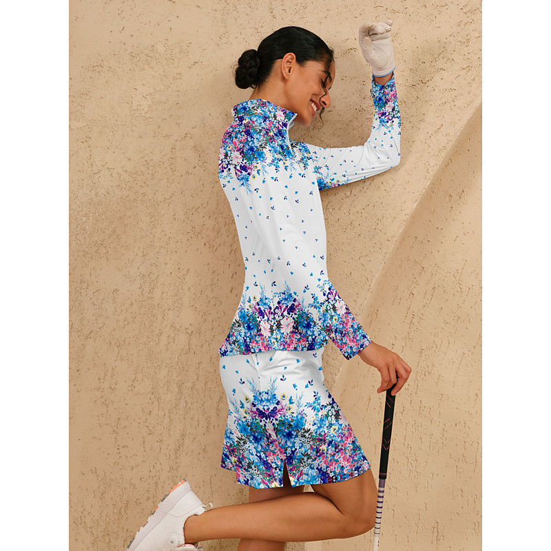 Women's Golf Polo Shirt Blue Long Sleeve Top Ladies Golf Attire Clothes Outfits Wear Apparel