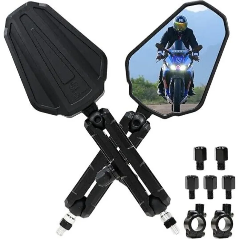 Hochwertige Universal-Rückspiegel für Motorräder, faltbar, für den Rückansicht, Lenker, Seitenspiegel, winkelverstellbar Image
