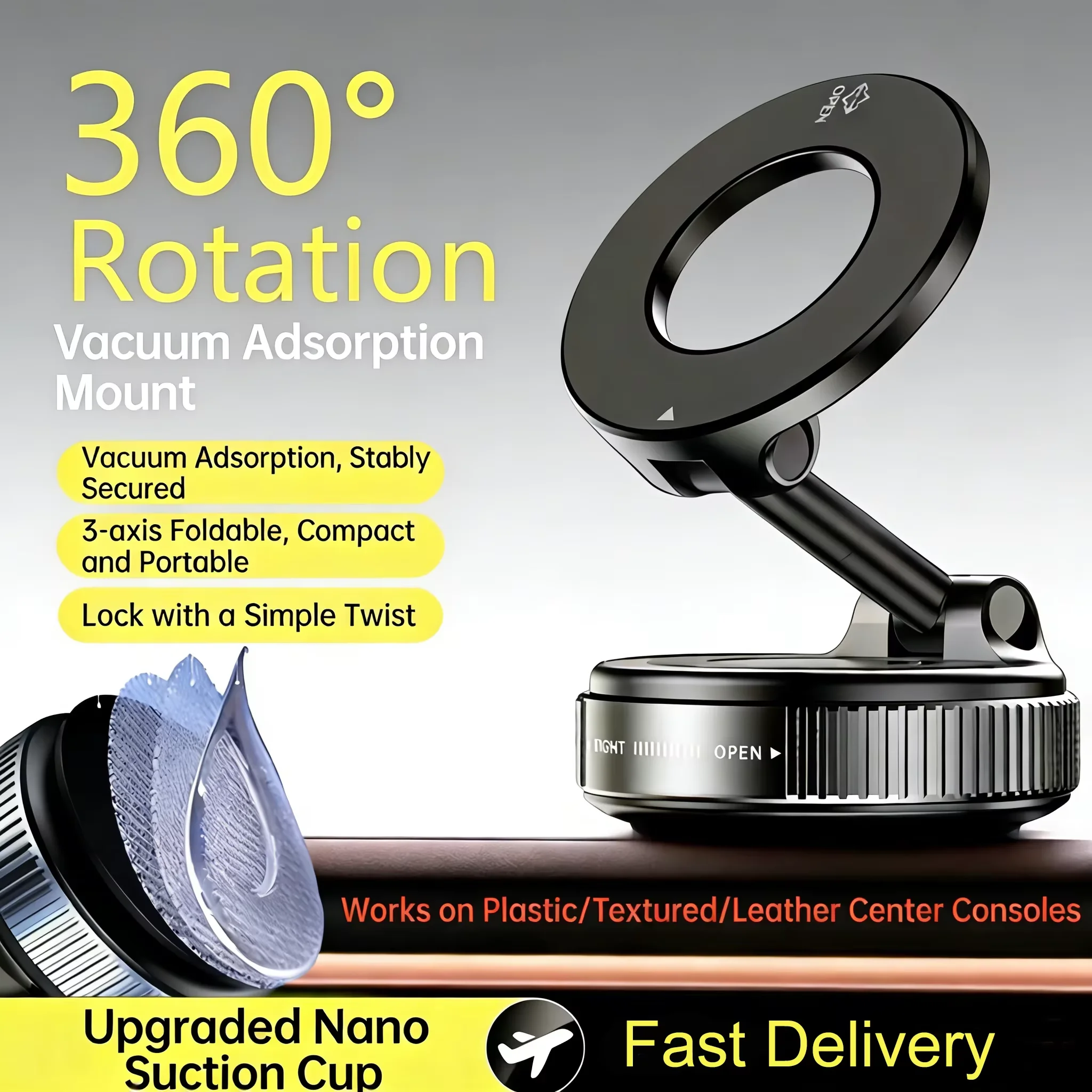 2026 Vakuum-Saugnapf-Handyhalterung Magnetische Auto-Navigationshalterung 360-Grad-Rotation für Xiaomi iPhone Huawei Mehrere Telefone Neu Image