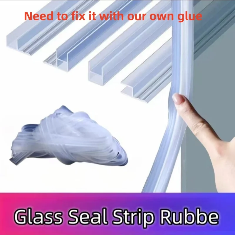 Verbreiterter F/H/U-förmiger Dichtungsstreifen aus Silikonkautschuk für Duschtüren und Fenstergläser, für 6/8/10/12 mm Glas