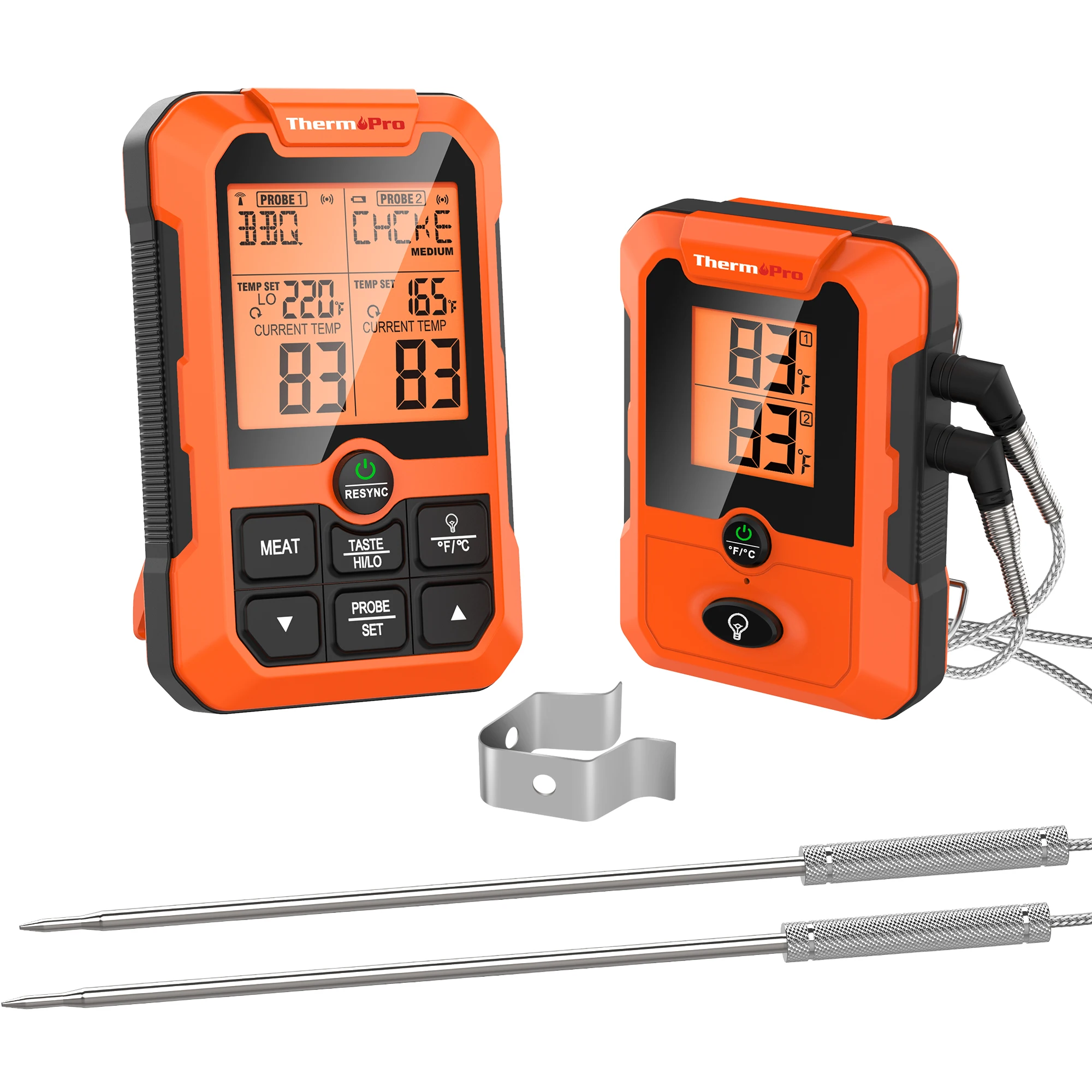 Kabelloses Fleischthermometer Digital Dual Probe 500ft Fernbedienung BBQ Grill Smoker Ofen Küche, ThermoPro TP810W LCD Alarm Image