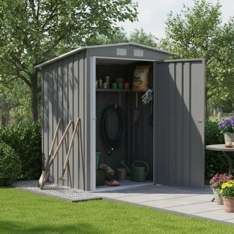 Abri de jardin/abri à outils 100x103x160cm ​ ​ Abri de jardin / remise. Fabriqué en métal robuste, idéal pour ranger les outils agricoles dans une cour ou un jardin, et peut également servir de remise
