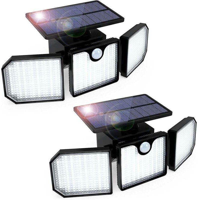Luce Solare Con Sensore Di Movimento Per Esterni, Luce Da Parete Per Esterni Alimentata A Energia Solare A 3 Teste, Luce Da Parete Per Esterni Impermeabile, Luce Da Parete Solare A 2 Pezzi