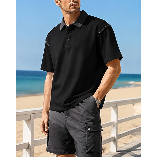 Herren Einfarbig Lauf-T-Shirt Kompressionsshirt Sportshirt Sporttop Sommer Frühling Knöpfe Oversize Kurzarm Schnelltrocknend Leicht Feuchtigkeitsableitend Atmungsaktiv Fitnesstraining Laufen Gehen Image
