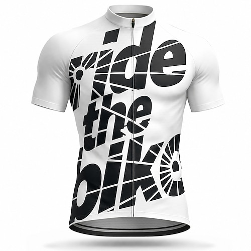 Herren Anti UV Shirt Radtrikot Zitate Sprüche Linie Kurzarm Fahhrad Trikot Oberteil mit 3 Gesäßtaschen UV-beständig Schnelltrocknend Mit Taschen Frontreißverschluss Sport Weiß Bekleidung Image