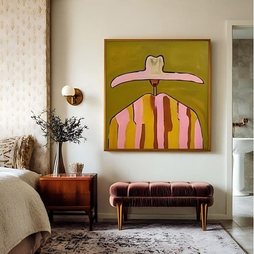 Handgemaltes Ölgemälde auf Leinwand, Wanddekoration im amerikanischen Vorstadtstil, Figuren für die Heimdekoration, gerollt, rahmenlos, ungespannt Image