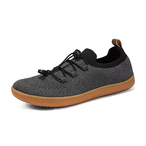Beige Herren-Barfußschuhe – Strick-Sneaker mit breiter Zehenbox – leichte, atmungsaktive Zehenschuhe für breite Füße, ideal für Alltag, Reisen und Freizeit Image