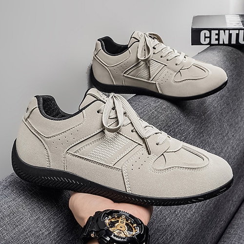 Schnürschuhe in Wildlederoptik für Herren, lässige Retro-Sneaker mit niedrigem Schaft für Streetwear, Reisen, Alltagsspaziergänge und Wochenendoutfits Image
