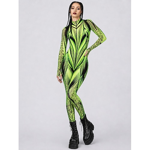Ganzkörperanzug Bodysuit Onesie-Kostüm Grafik Abstrakt Drucken Rave Damen Kostüm für Musikfestival Party Nachtclub Halloween Karneval Kinder Erwachsene Image