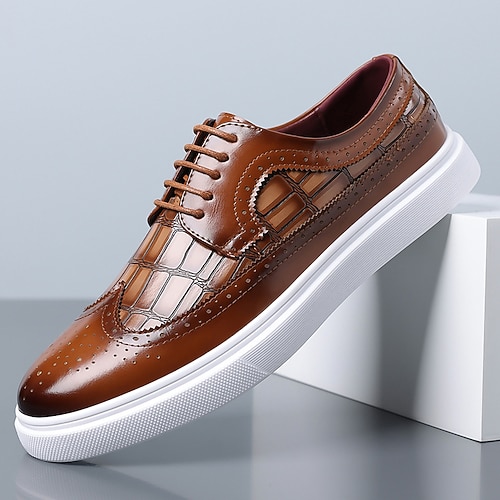Herren-Sneaker mit Krokodilprägung, Schnürschuhe für Business, Hochzeit, Party und Alltag Image