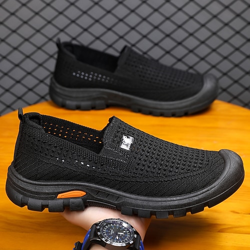 Atmungsaktive Herren-Slipper aus Strick, leichte Outdoor-Sneaker für Reisen, Wandern und den Alltag Image