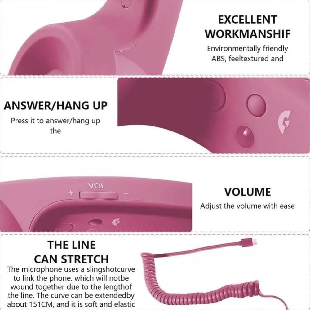Retro Phone Handset Receiver For Type C Smartphones black