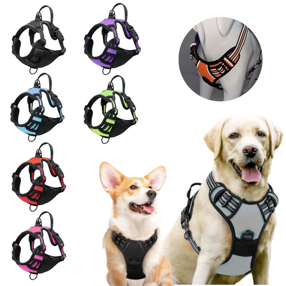 Heavy Duty No Pull Dog Harness Reflective Pet Vest With Control Handle green s(4 7kg)