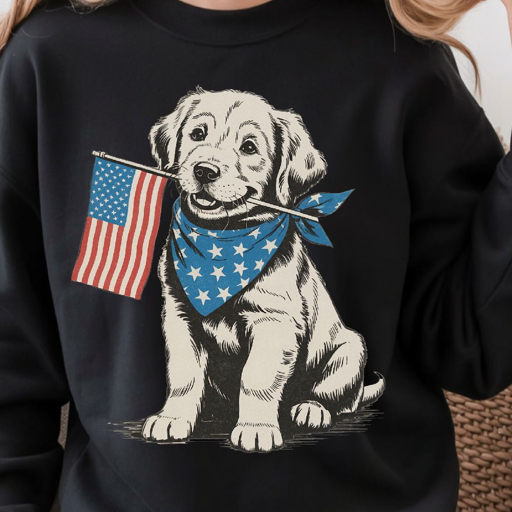 4th Of July Patriotic Puppy T Shirt Design Red White Blue Independence Day Dog Graphic Tee red l t Shirt