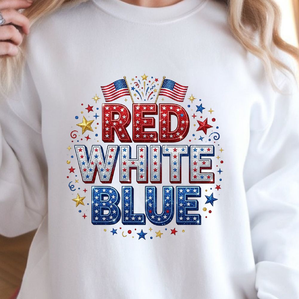 Patriotic Red White Blue 4th Of July T Shirt Design Independence Day USA Graphic Tee peach xl sweatshirt