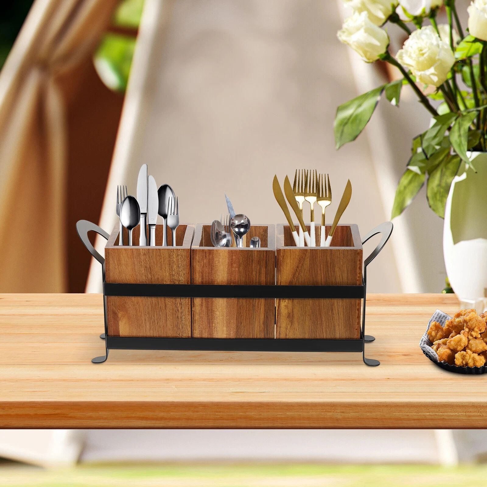 Rustic Wooden Utensil Holder & Kitchen Utensil Organizer For Countertop Storage Rustic Wooden Utensil Holder & Kitchen Utensil Organizer For Countertop Storage