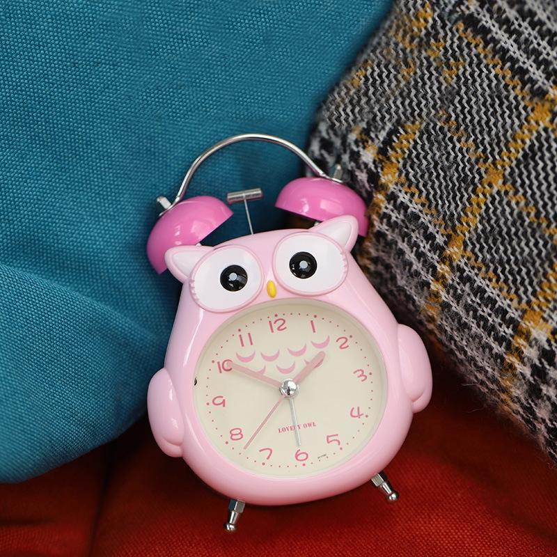 Cute Owl Silent Night Light Alarm Clock For Kids Bedroom And Bedside Decor light Blue