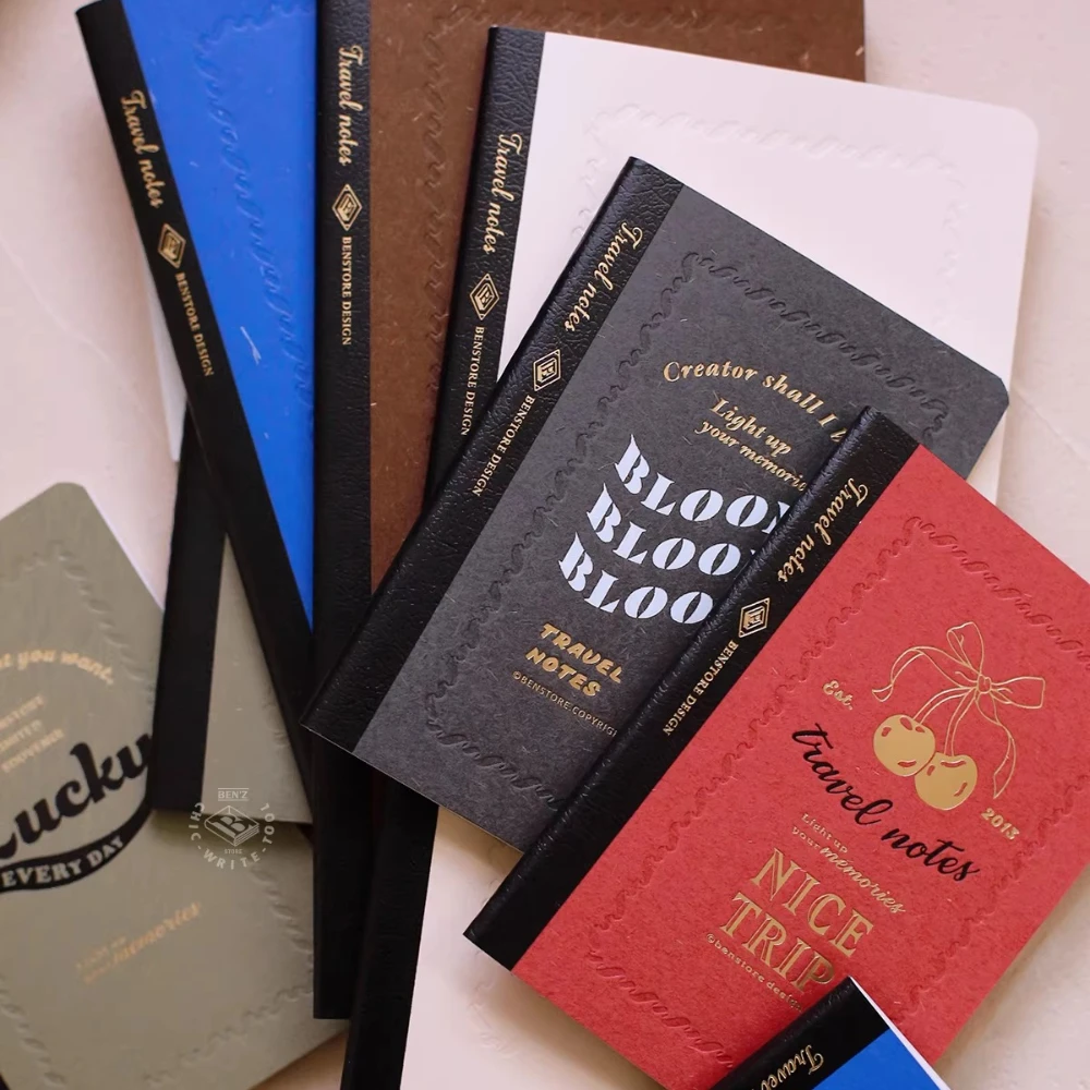 Fromthenon Reisetagebuch-Nachfüllpackung Vintage Geprägter Goldfolien-Einband Blanko-Rasterinnenseiten für Retro-Reisetagebuch-Planer Image