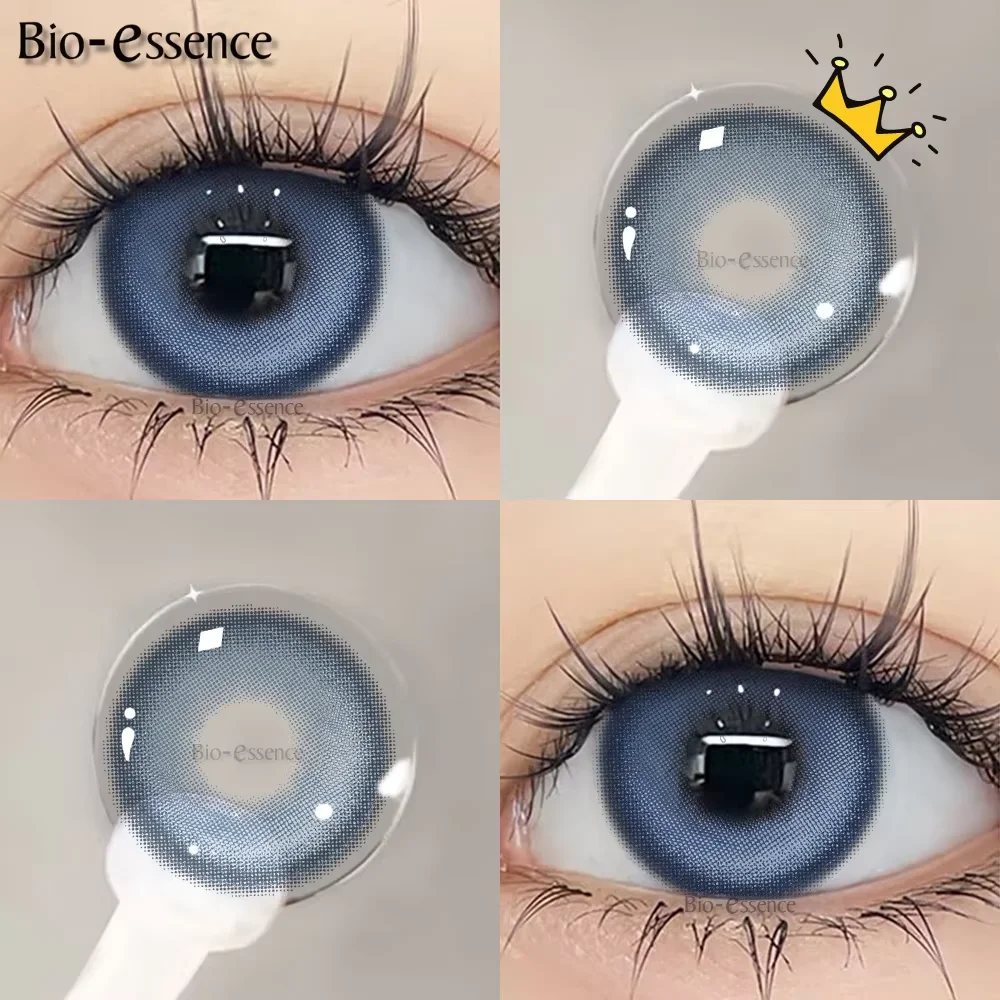 Bio-essence 1 Paar koreanische Linsen, farbige Kontaktlinsen mit verschreibungspflichtigen blauen Myopie-Linsen, koreanische Linsen, hochwertige Linsen Image