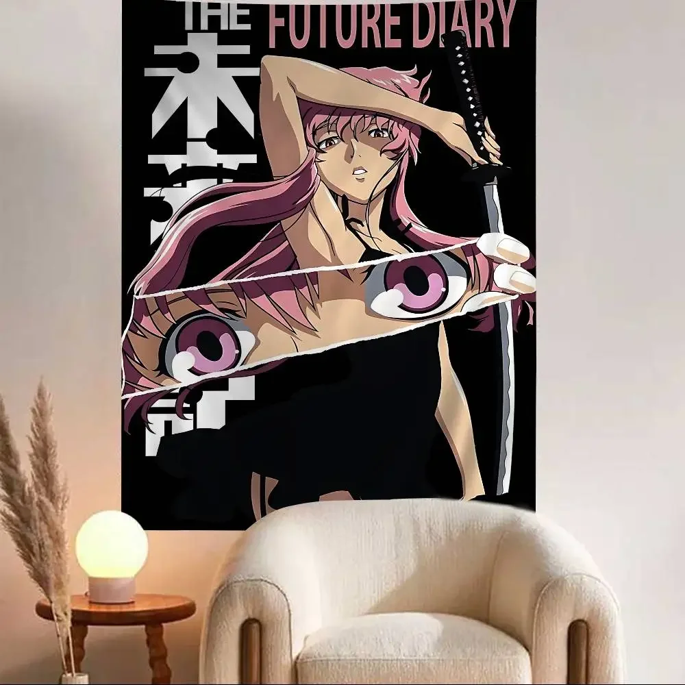 Anime-Figur Mirai Nikki The Future Diary Anime-Wandteppich Hippie-Blumen-Wandteppich Wohnheim-Dekoration Günstiger Hippie-Wandbehang