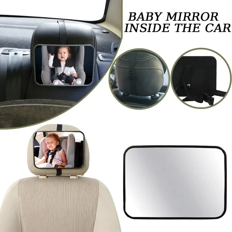 Universeller Weitwinkel-Verstellbarer Auto-Babyspiegel für Kopfstützenmontage Sicherheitsmonitor Innenraum-Rückspiegel für Säuglinge und Kinder Image