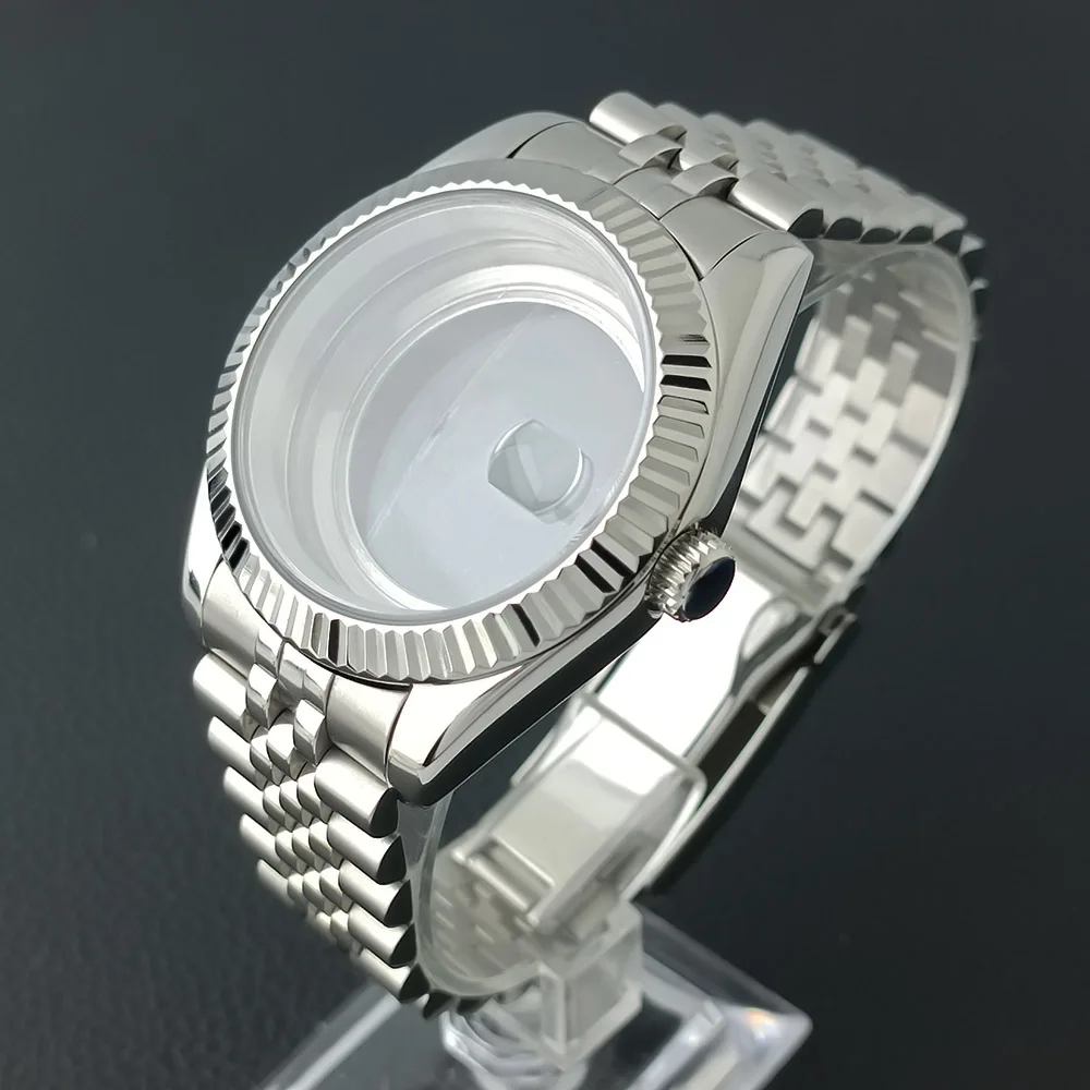 41 mm 8285 Silber-Saphirglas, hochwertiges, beliebtes Uhrenzubehörgehäuse, geeignet für Miyota 8285/8215 Uhrwerk, 31 mm Zifferblatt Image