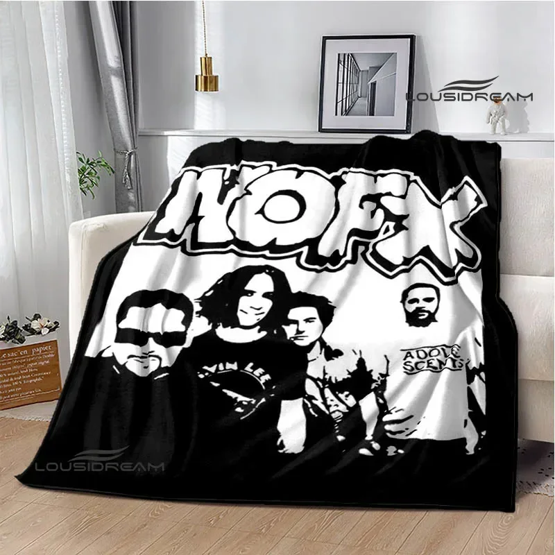 NOFX Überwurfdecke mit Punk-Band-Retro-Print, weich, gemütlich, für Zuhause, Reisen, Kinder, perfektes Geburtstagsgeschenk Image