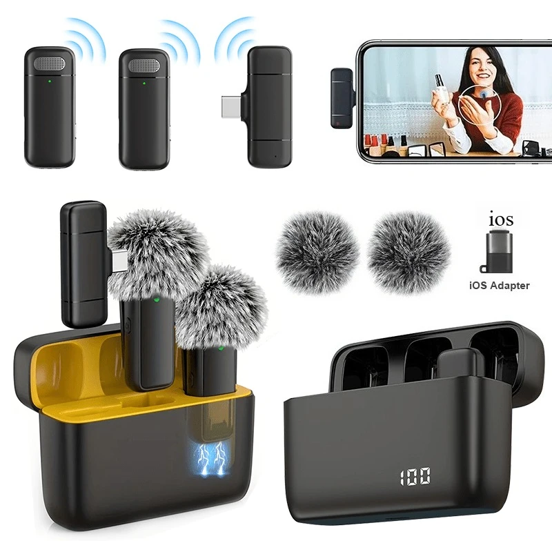 Kabelloses Lavalier-Mikrofon Mini-Mikrofon mit Ladeetui Geräuschunterdrückung für Handy-Videoaufnahmen Podcasts Streaming Interviews Image