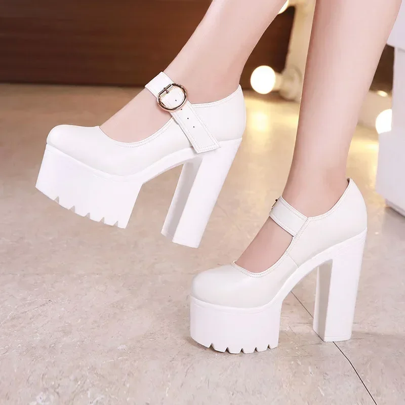 Kleine Größen 32-43 Flache Weiche Leder-Mary-Jane-Schuhe Damen-Plateau-Pumps 2026 Blockabsatz-Schuhe Büro-Modell Hochzeit Mutter