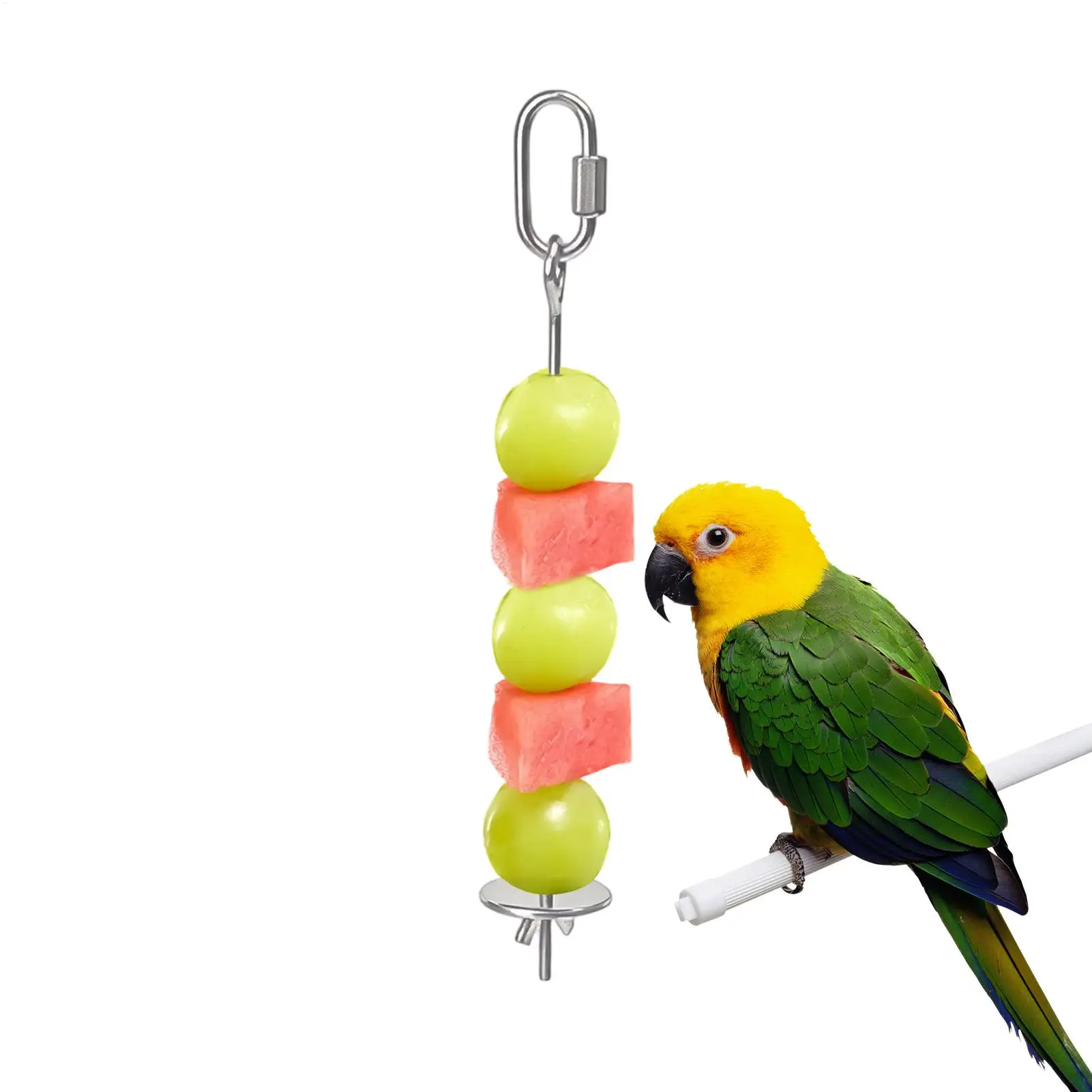 1 Stück Vogelkäfig-Futterspieß aus Edelstahl, Obsthalter für Vögel, Futterspender für Käfig, für Ara, Sittich, Nymphensittich, Conure, Fink Image