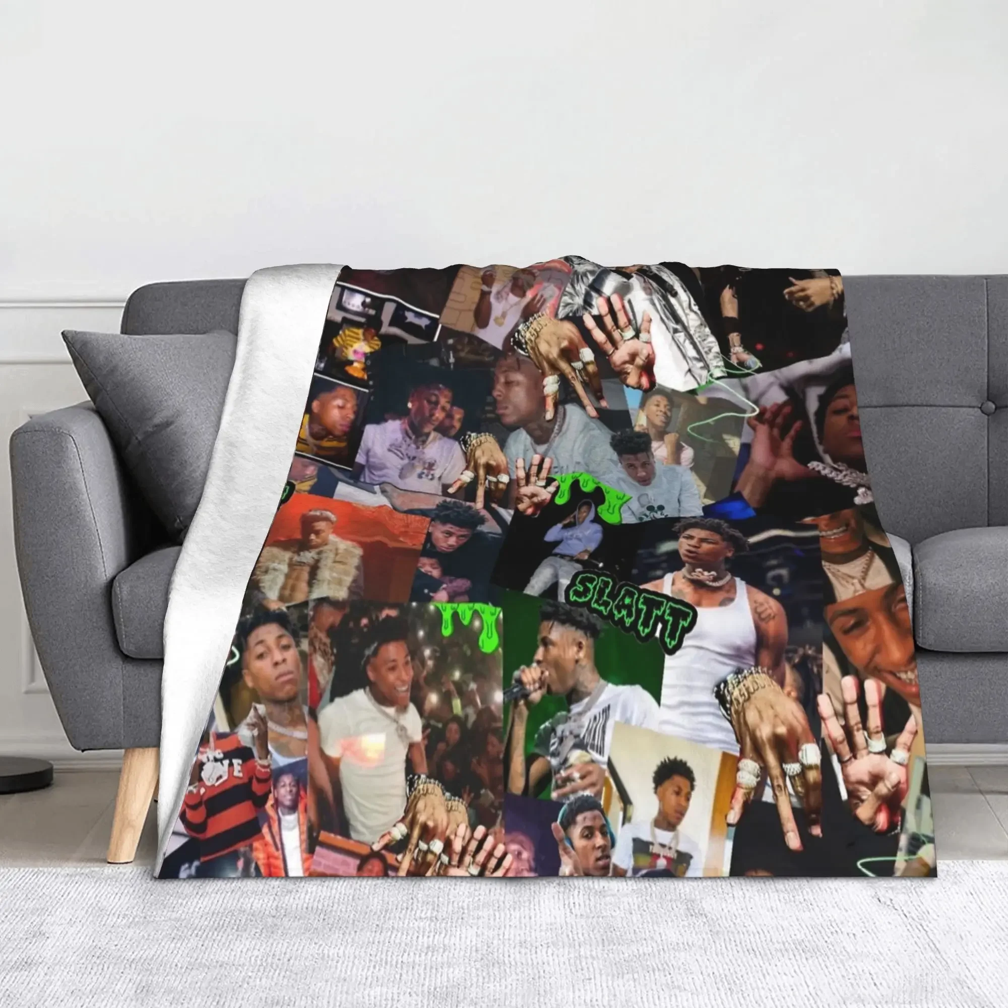 YoungBoys Rapper Music Flanell-Überwurfdecke, weiche Bettwäsche für Schlafzimmer, Wohnzimmer oder Büro, gemütliche Tagesdecke für Heimtextilien Image
