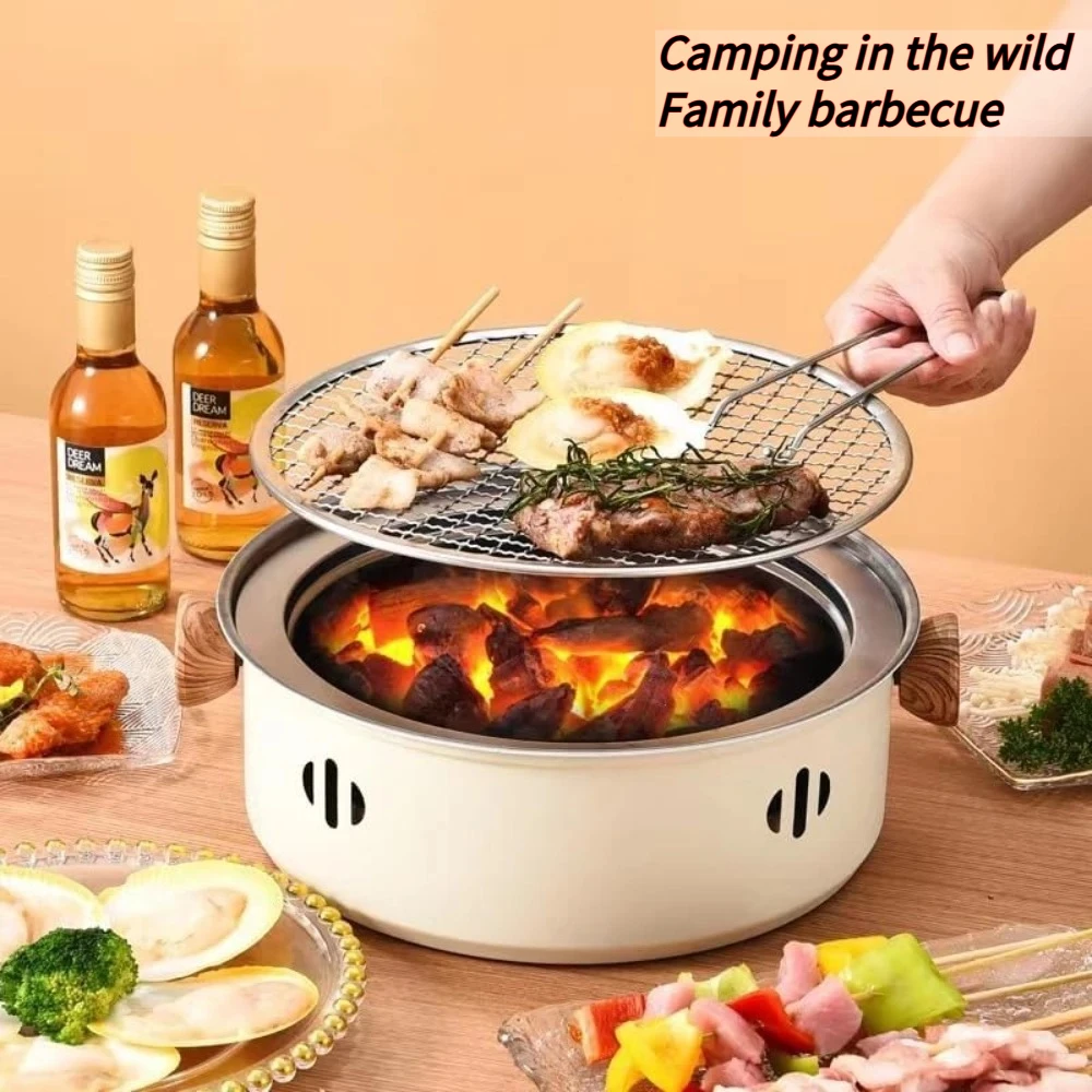 Koreanischer BBQ-Grill Holzkohlegrill Edelstahl Outdoor-Camping-Kochherd Tee-Kochherd Barbecue-Ofen Image